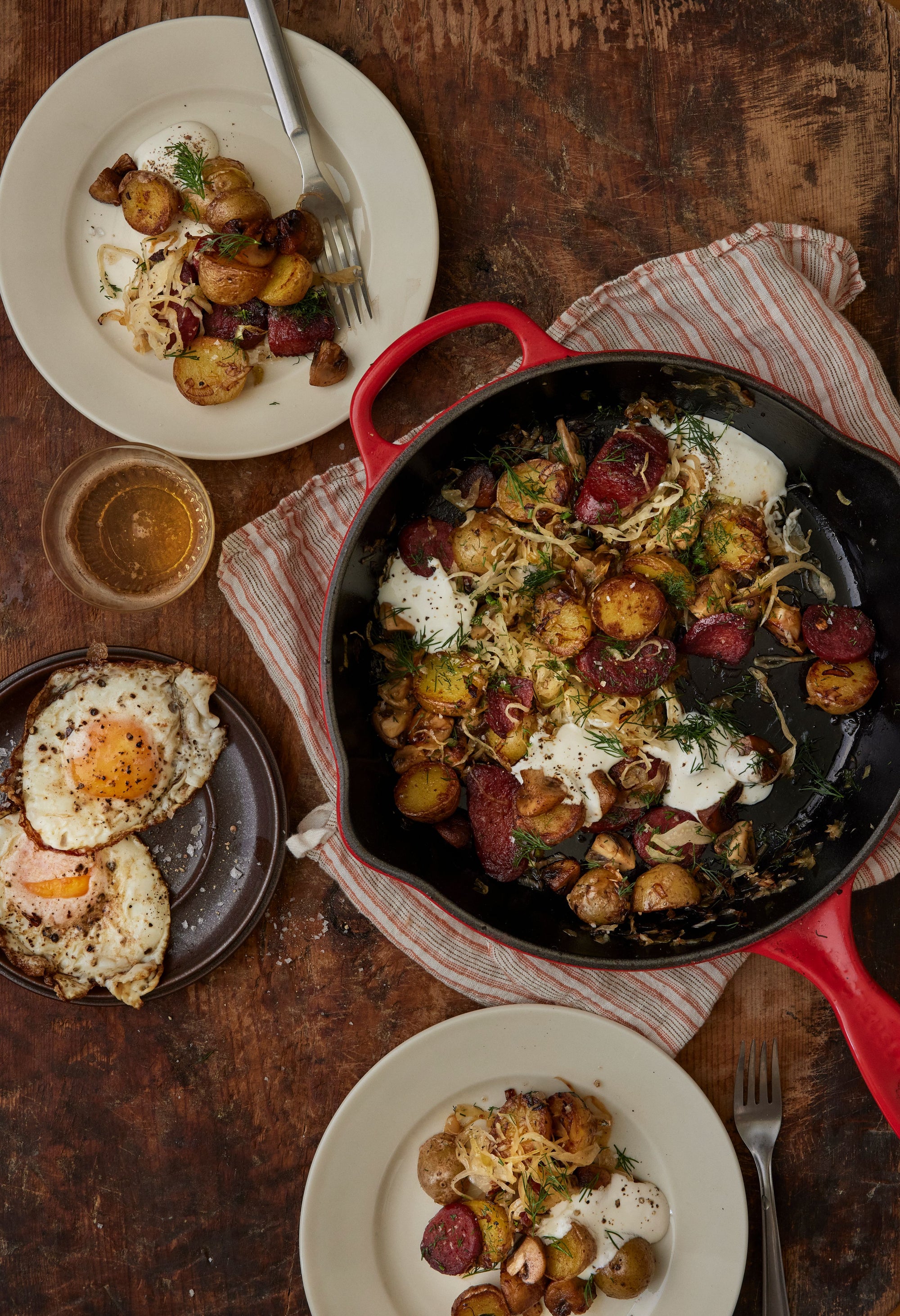 Sujuk with potatoes, dill and sauerkraut